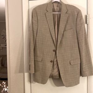 Ralph Lauren 42L long classic fit 2 button single vent Taupe windowpane